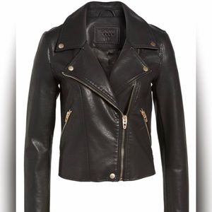 Blank NYC Black Leather Moto Jacket w/ Gold Detailing